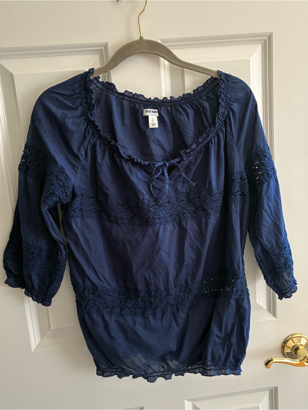 Old Navy Women's Navy Peasant Blouse